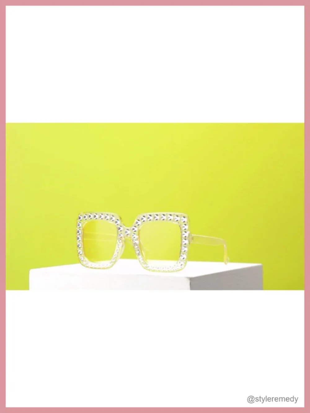 6 Pairs Rhinestone Oversized Square Sunglasses 70s Disco Party Props